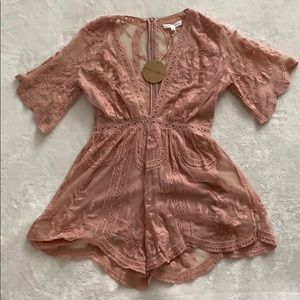 Honey Punch Lace Short Sleeve Romper